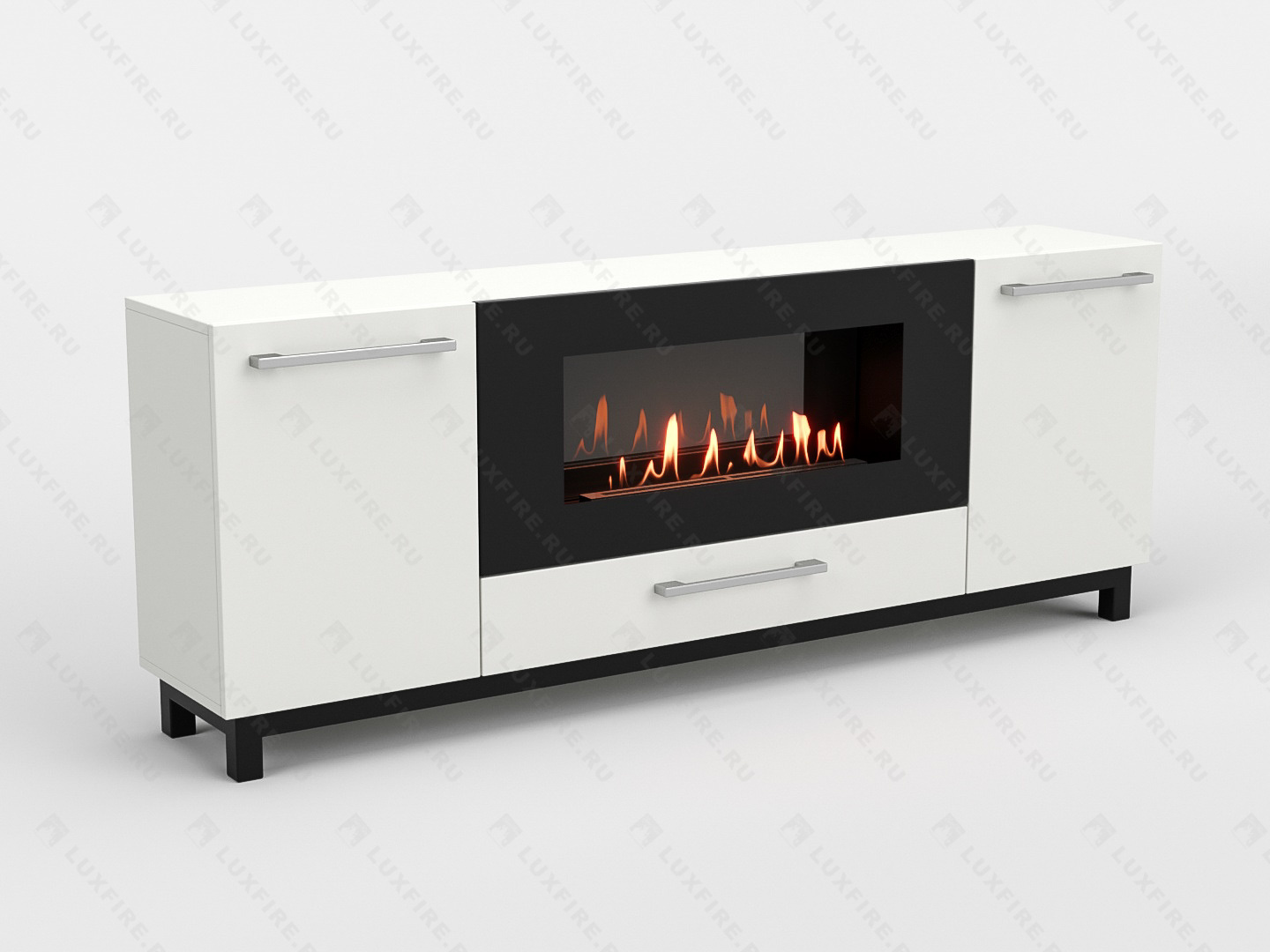 Тумба ТВ Lux Fire "Амур" напольная 1700 матовая, белая с биокамином 900 Тумба ТВ Lux Fire "Амур" напольная 1700 матовая, белая с биокамином 900